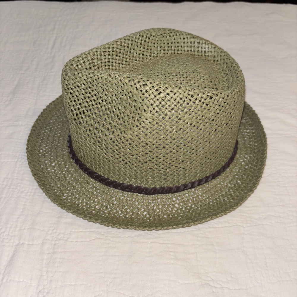Capas Fedora Straw Classic Vent Natural Fiber Godfather Hat‎ Green Med NEW